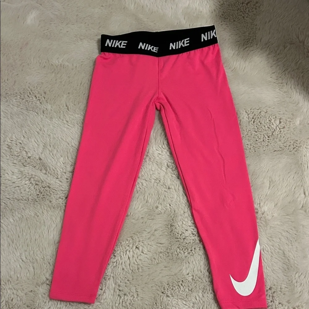 Nike Kids Dri-fit Pink Leggings with White Logo